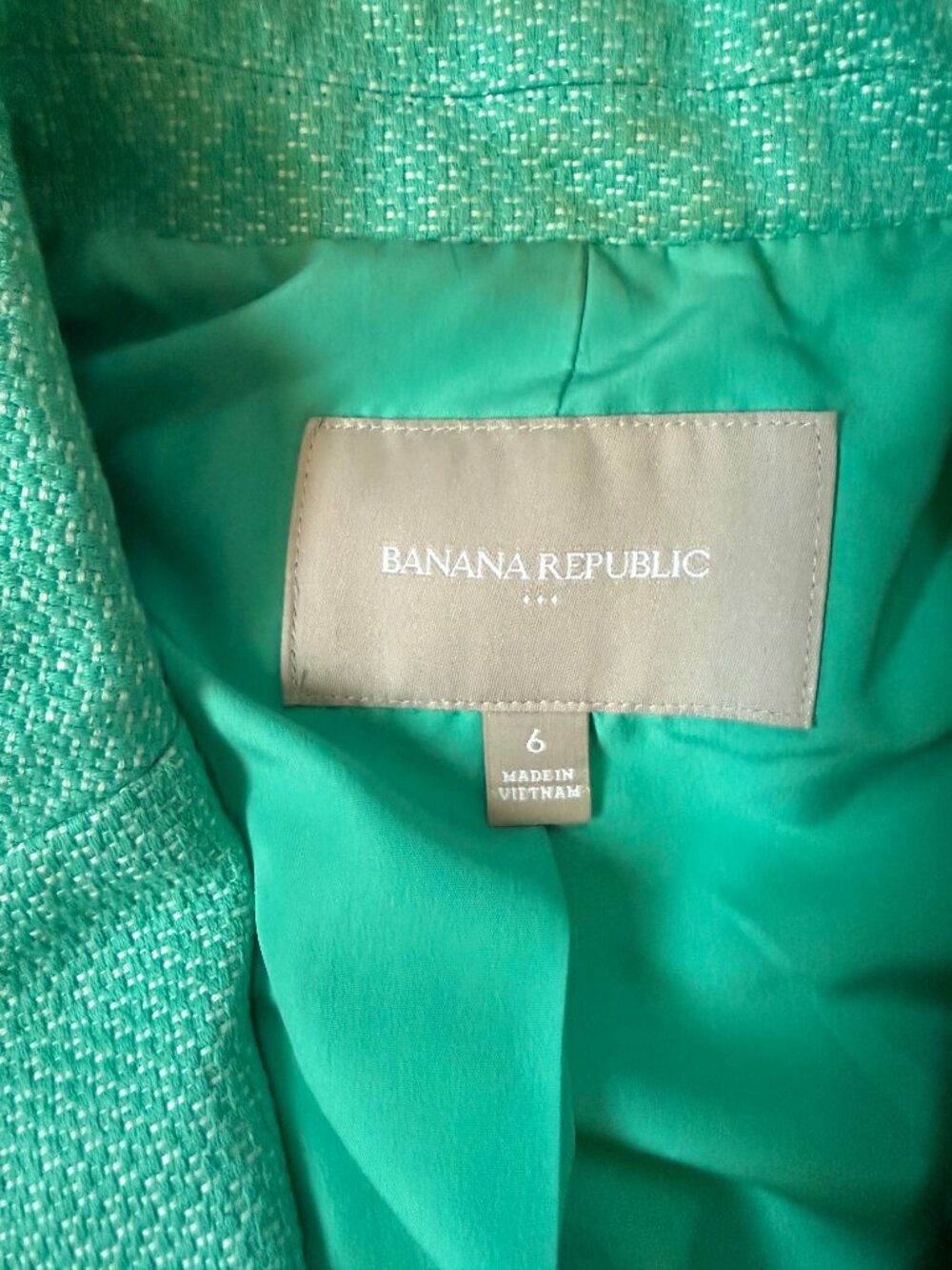 BANANA REPUBLIC Mint Green Tweed Cotton Linen Short Suit Set Blazer 6 Shorts 8 - Picture 8 of 16